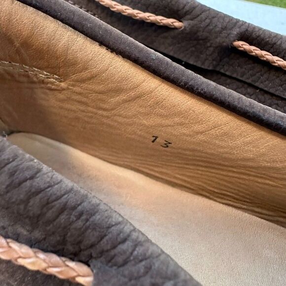 TOD'S Men's Dark Brown Gommini Nubuck Leather Driving Moccasin Loafers Size 13 - Picture 5 of 12